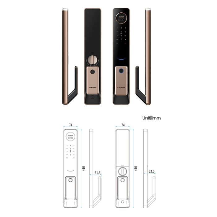 T100A  3D Face Recognition Fingerprint Code Card Digital Door Lock(Space Gray)