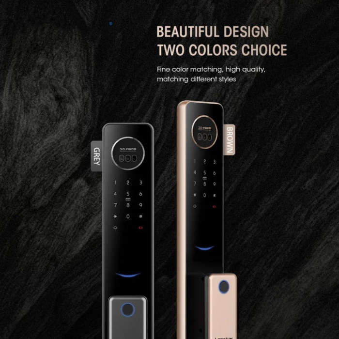 T100A  3D Face Recognition Fingerprint Code Card Digital Door Lock(Space Gray)