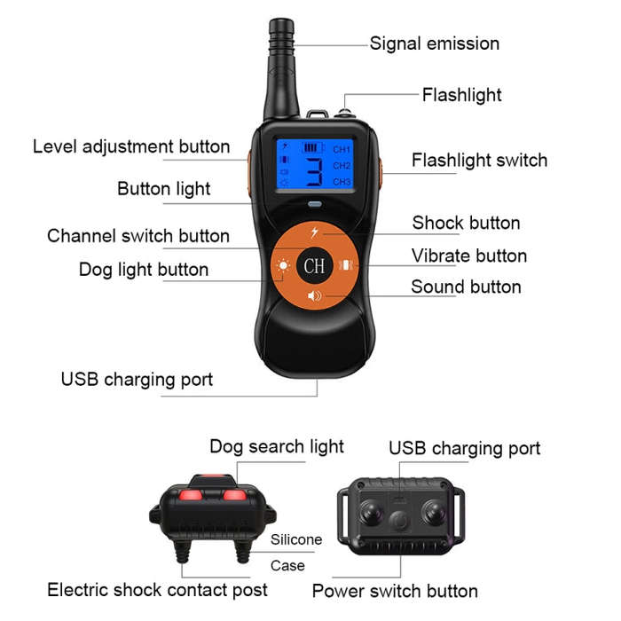 Smart Electronic Remote Control Dog Training Device Waterproof Pets Bark Stopper, Size: For-Two-D...
