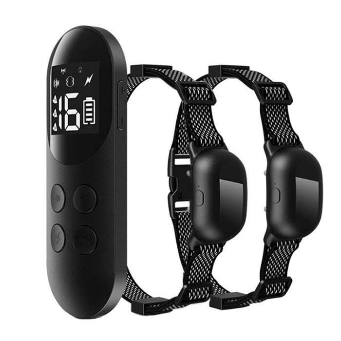 Smart Waterproof Collar For Pets Remote Control Training Device, Size: For-Two-Dog(Black)