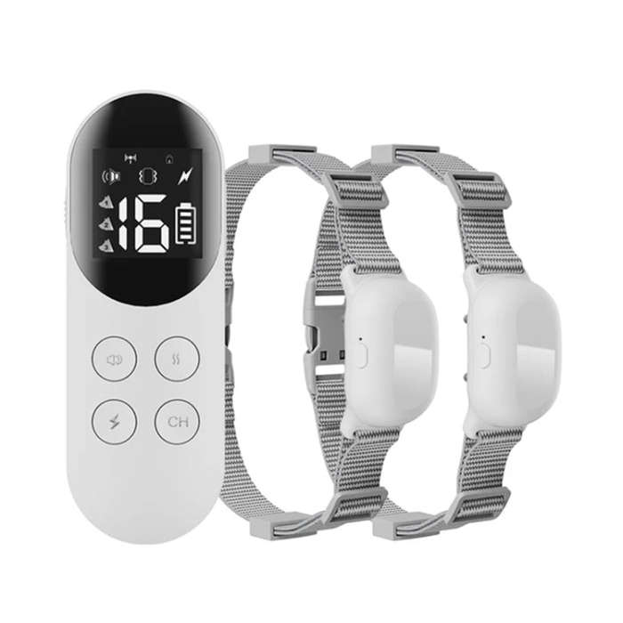 Smart Waterproof Collar For Pets Remote Control Training Device, Size: For-Two-Dog(White)