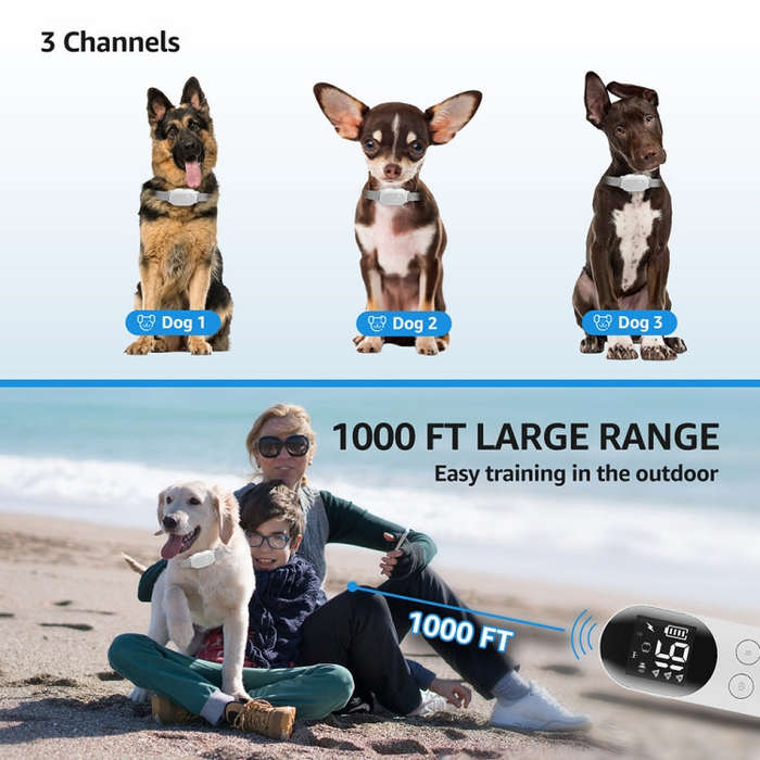 Smart Waterproof Collar For Pets Remote Control Training Device, Size: For-Two-Dog(White)