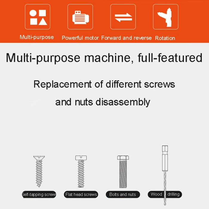 HILDA Multi-Function Li-Ion Screwdriver Mini Screwdriver Set(Orange)