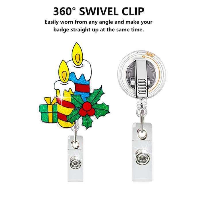 68cm Christmas Cartoon Pull Badge Reel Rotatable Certificate Buckle, Style: Gift Socks