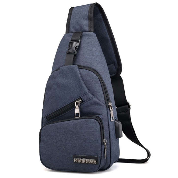 MeiJieLuo Simple Men Chest Bag Sports Youth Shoulder Crossbody Bag(Blue)