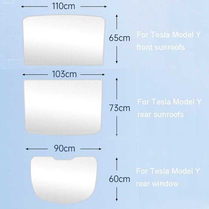 4pcs /Set For Tesla Model Y Ice Crystal Sunshade Car Roof Front And Rear Sunroof Shade(Black)
