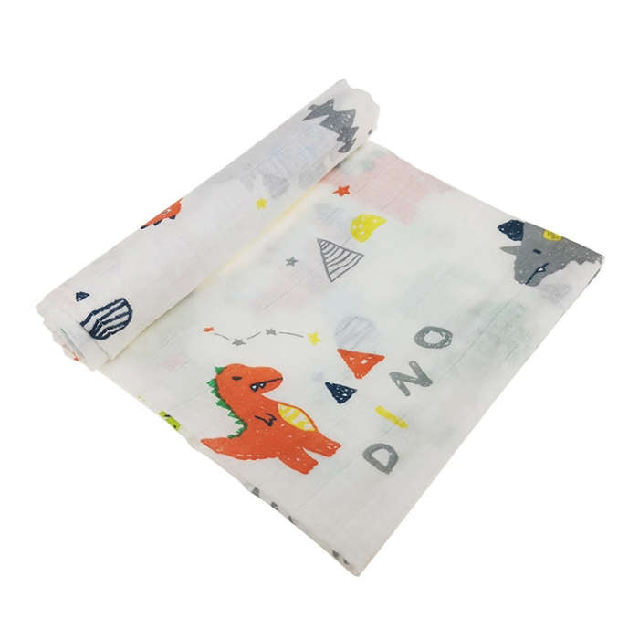 Cartoon Baby Soft Gauze Quilt Swaddle Cotton Bath Towel 117 X 117cm, Style:  Dinosaur