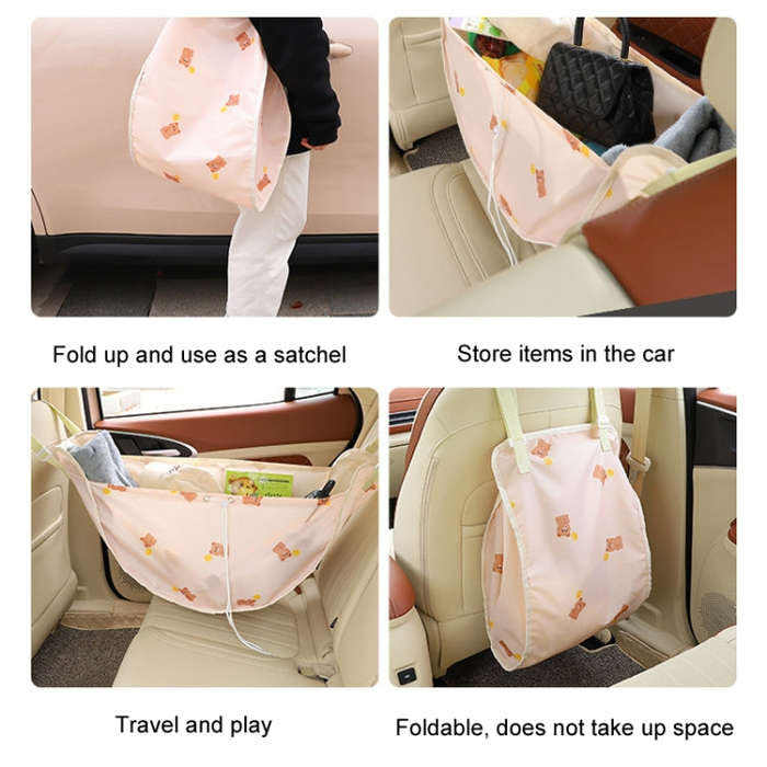 Car Multifunctional Rear Seat Net Pocket Hanging Storage Bag(Black Camellia)