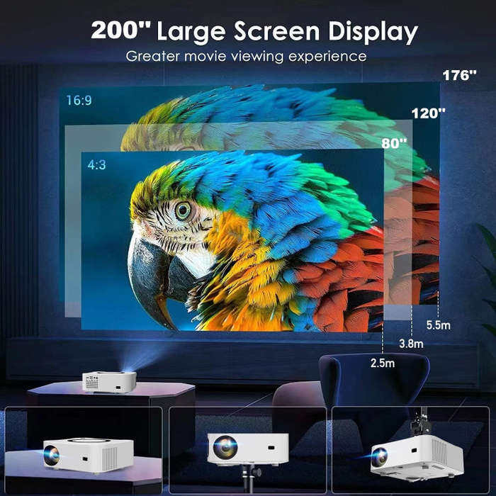 Home HD Projector 1080P Bluetooth WIFI Mobile Phone Smart Projector, Specification: EU Plug(2+16G)