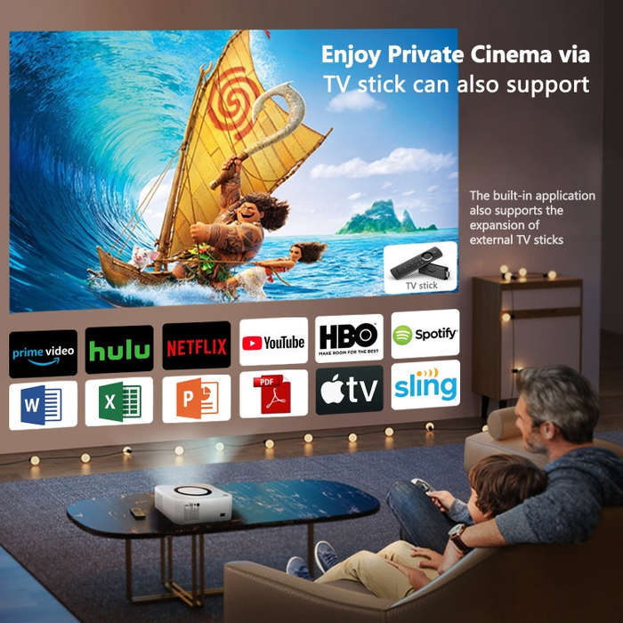 Home HD Projector 1080P Bluetooth WIFI Mobile Phone Smart Projector, Specification: UK Plug(2+16G)