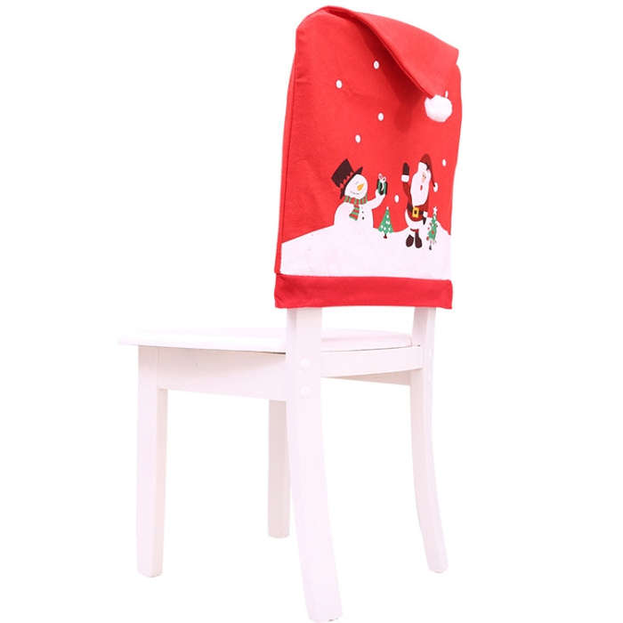 Christmas Decorations Old Man Snowman Chair Cover Hotel Restaurant Festive Arrangement Seat Cover...