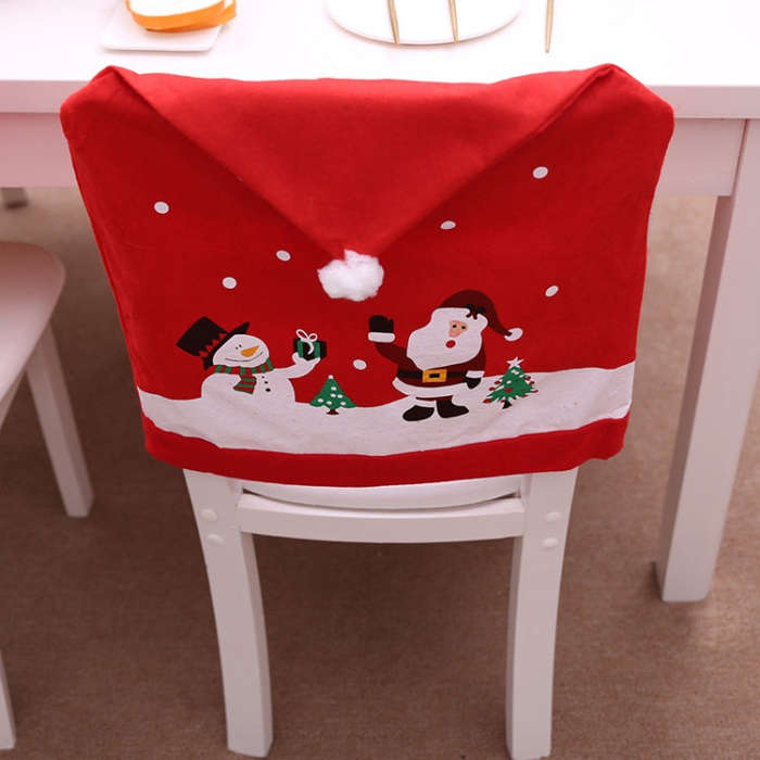 Christmas Decorations Old Man Snowman Chair Cover Hotel Restaurant Festive Arrangement Seat Cover...