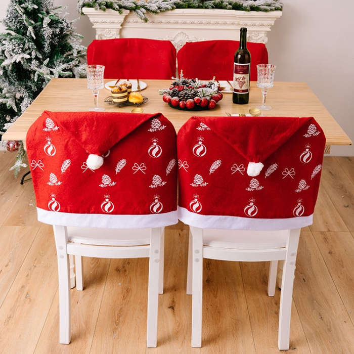 Christmas Nonwoven Chair Covers Home Dressing Stool Sleeves Decoration Supplies(Red)