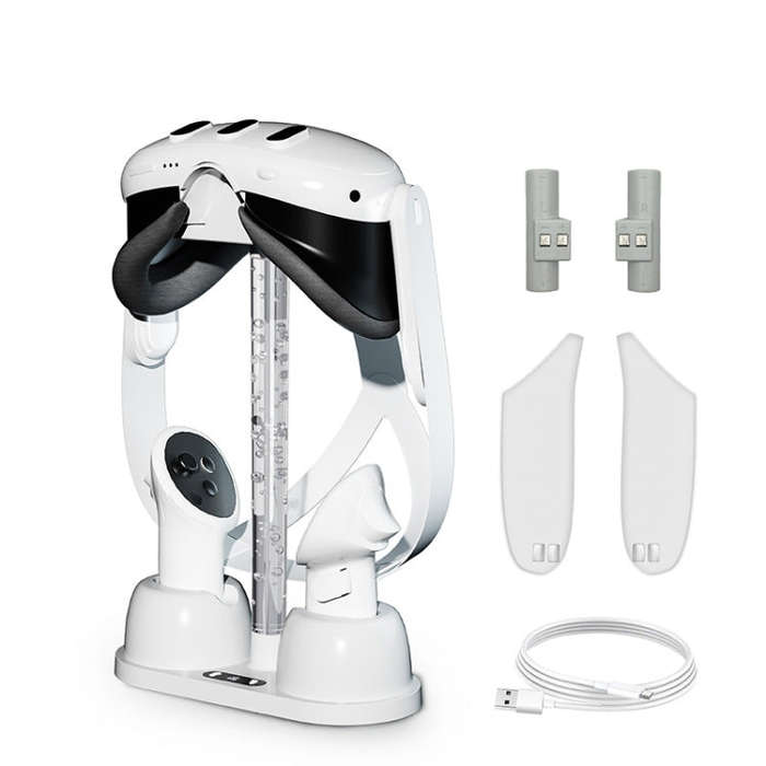 For Quest 3 VR Glasses Charging Base Storage Bracket with Cool RGB Light(White)