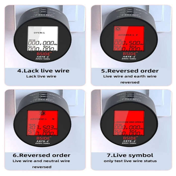 BSIDE ASTS Circuit Analyzer Plug Power Tester EU Plug
