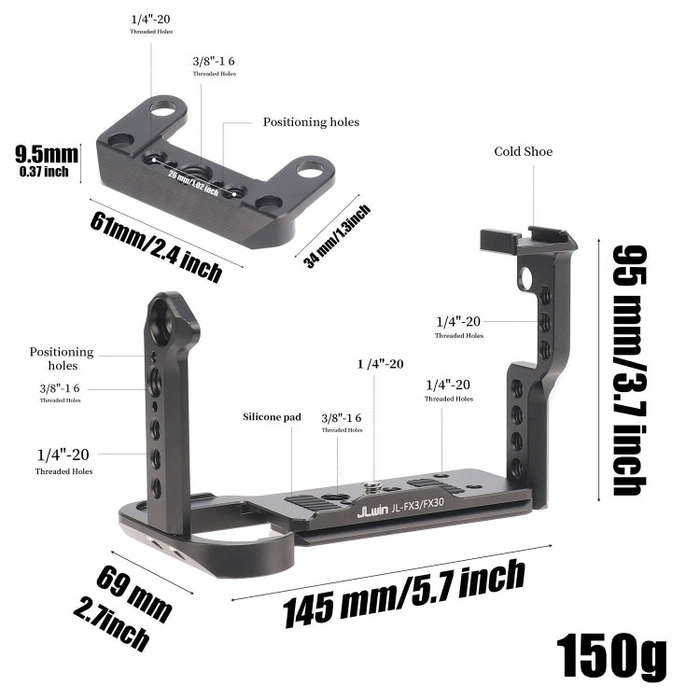 For Sony FX30 FX3 Camera JLWIN Protection Cage Stabilizer Rig, Spec: Rabbit Cage + Top Board