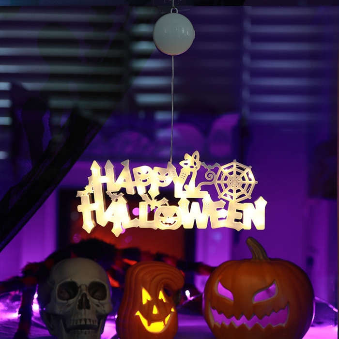 4.5V Happy Halloween Hanging Bat Pendant Party Decoration Supplies(Warm White)