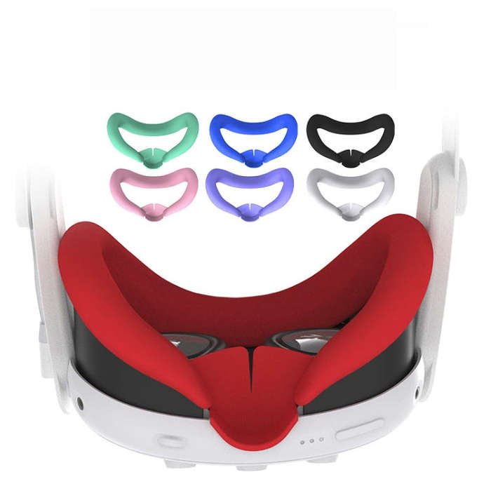 For Quest 3 Silicone Face Cover Eye Mask with Nose Pad(Red)