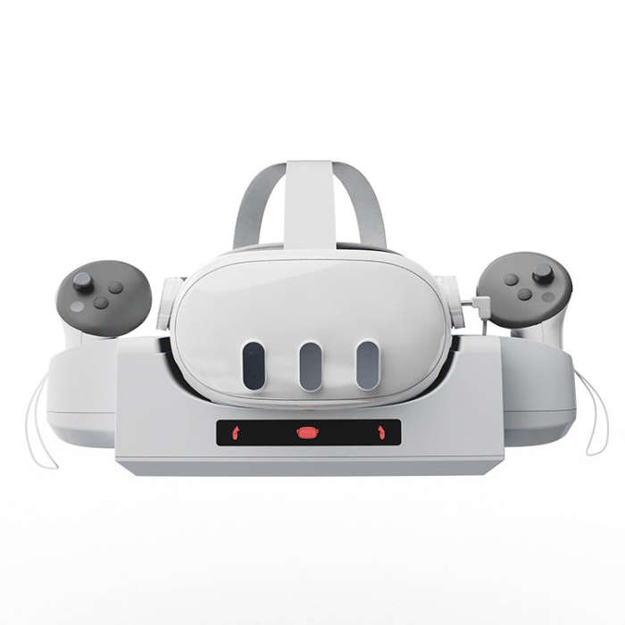 For Quest 3 VR Helmet Charging Base Wall-mounted Fast Charging Rack With LED Indicator(Gray White)
