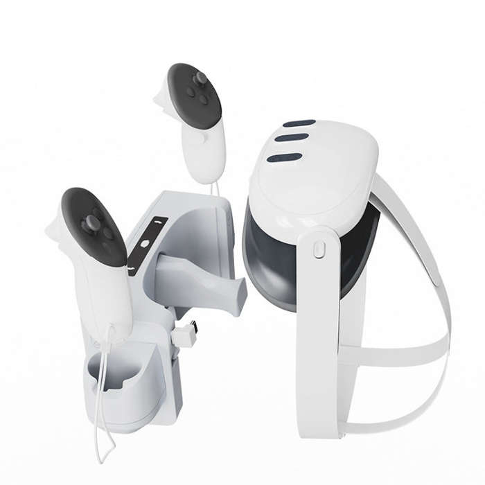 For Quest 3 VR Helmet Charging Base Wall-mounted Fast Charging Rack With LED Indicator(Gray White)