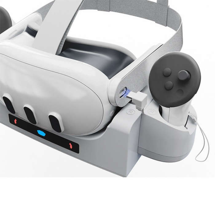 For Quest 3 VR Helmet Charging Base Wall-mounted Fast Charging Rack With LED Indicator(Gray White)