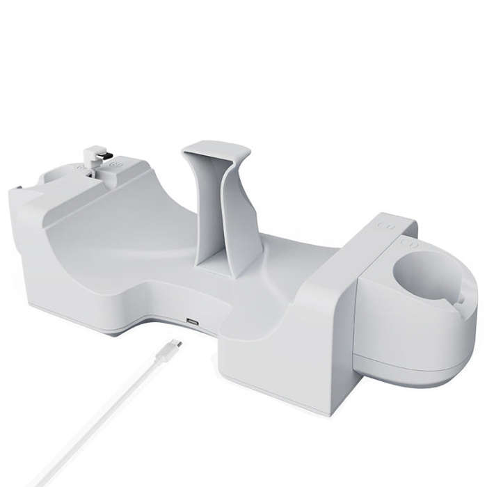 For Quest 3 VR Helmet Charging Base Wall-mounted Fast Charging Rack With LED Indicator(Gray White)