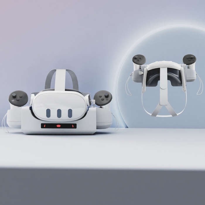 For Quest 3 VR Helmet Charging Base Wall-mounted Fast Charging Rack With LED Indicator(Gray White)