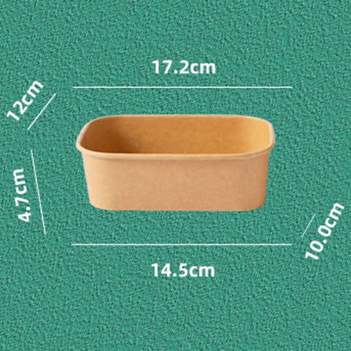 10pcs 500ml Disposable Kraft Paper Lunch Box Rectangular Round Corner Takeaway Packaging Boxes(K2...