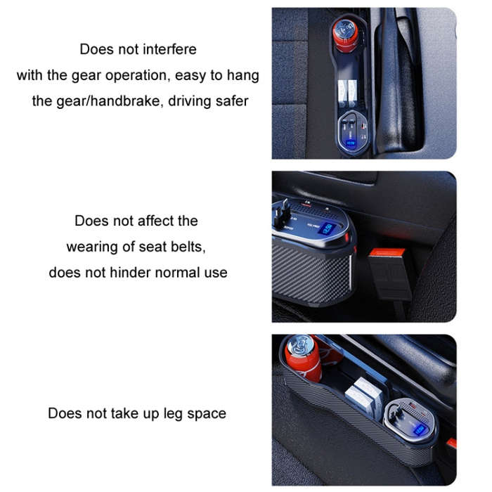 Digital Display Multifunctional Super Fast Charging Car Seat Gap Storage Box, Model: With Wireles...