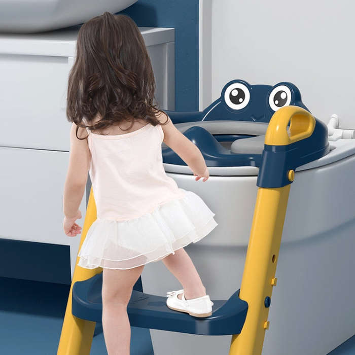 Household Childrens Toilet Seat Staircase Baby Folding Shelf Cushion Cover, Model: Hard Pad(Yellow)