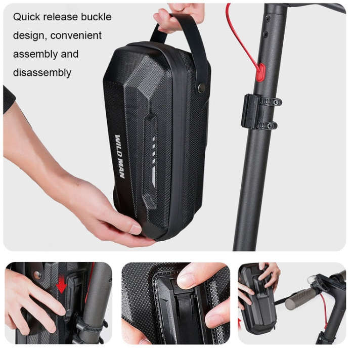 WILD MAN Scooter EVA Hard Shell Front Bag Folding Bicycle Quick Release Hanging Bag, Size: 3L(Black)