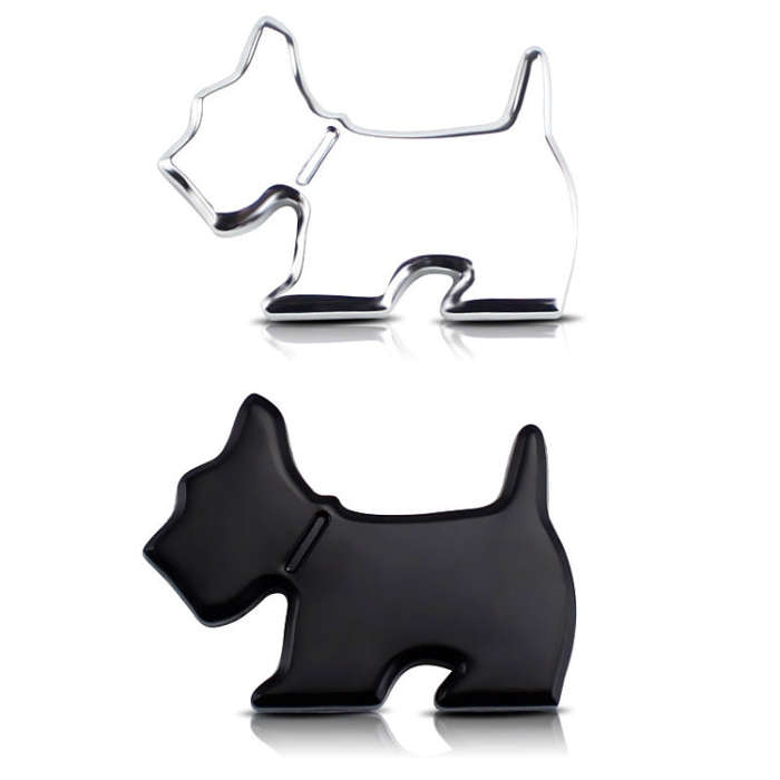 Cute Pet Dog Car Decal Puppy Metal Vehicle Emblem Decorative Stickers(Silver)