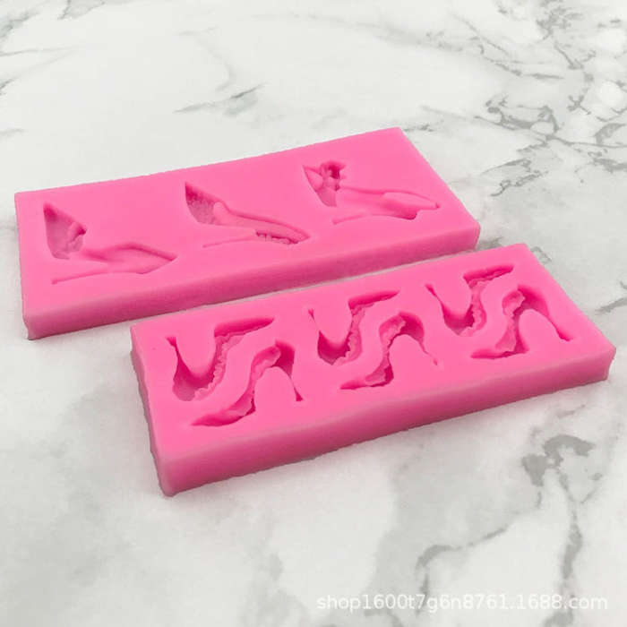 High Heels Sandals Silicone Mold 3D Chocolate Cake Glue Pendant Plaster Mold, Spec: Large