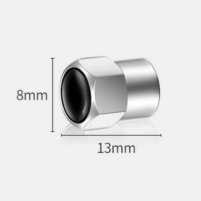 4pcs /Set Hexagonal Metal Tire Valve Caps Automobile Universal Modified Valve Covers(Silver)