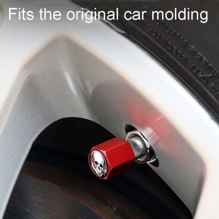 4pcs /Set Headset Skeleton Metal Tire Valve Caps Automobile Universal Modified Valve Covers(Red)