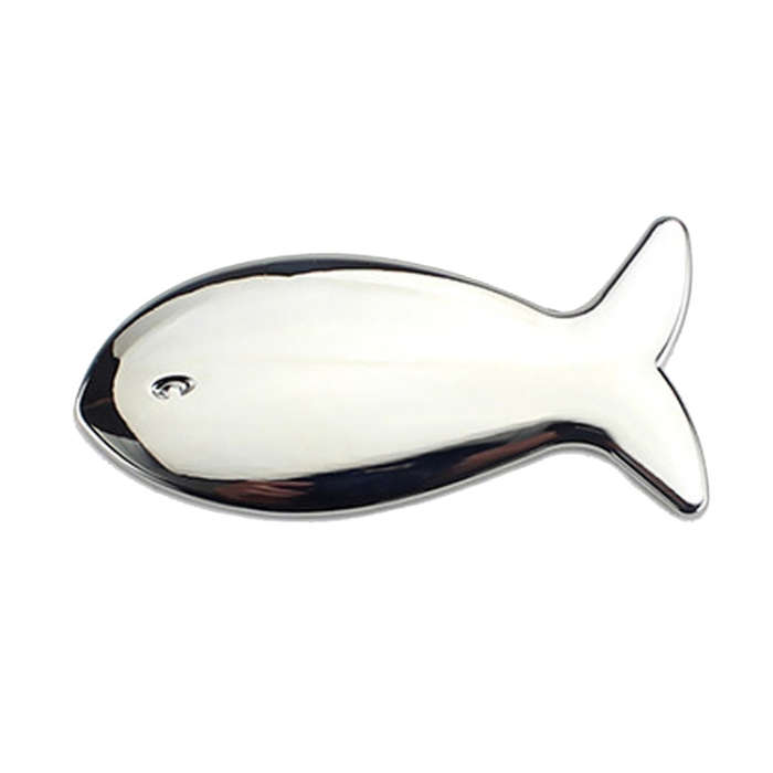 Fish-Shaped Car Metal Stickers Car Body Tail Marker Decorative Decals(Silver)