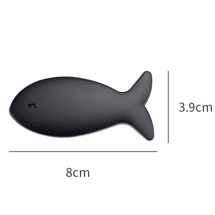 Fish-Shaped Car Metal Stickers Car Body Tail Marker Decorative Decals(Silver)