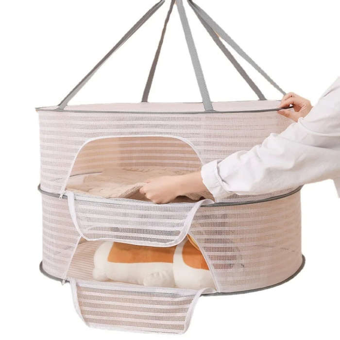 50 x 70cm  Foldable Drying Fishing Vegetables Fish Net Hanging Clothes Drying Storage Shelf, Spec...