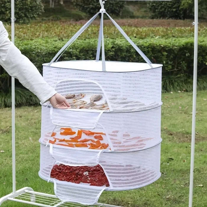 40 x 60cm  Foldable Drying Fishing Vegetables Fish Net Hanging Clothes Drying Storage Shelf, Spec...