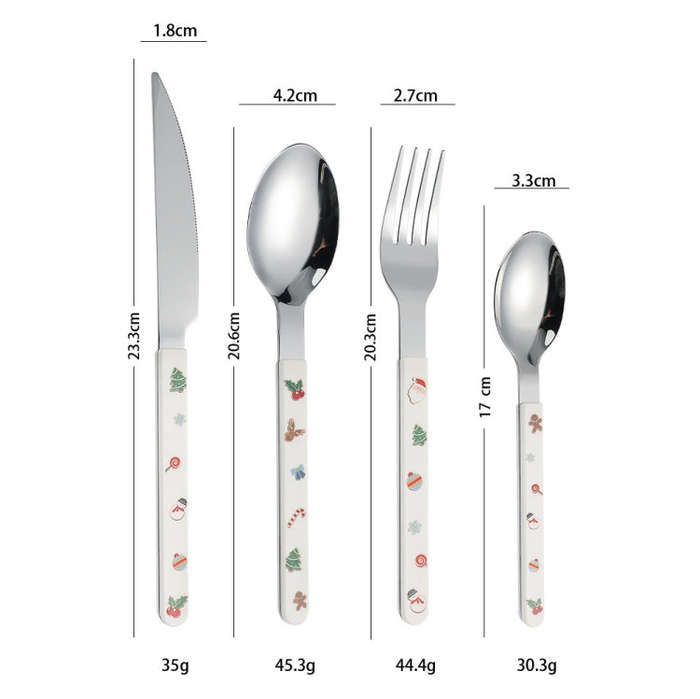 4pcs /Pack Christmas Knife Fork And Spoon Set Cartoon Cutlery Gift Box(Knife Fork Spoons)