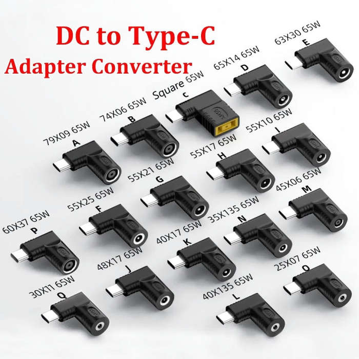 5.5x2.1mm G 65W Female To Type-C Male DC Power To PD Power Laptop Multifunction Adapter