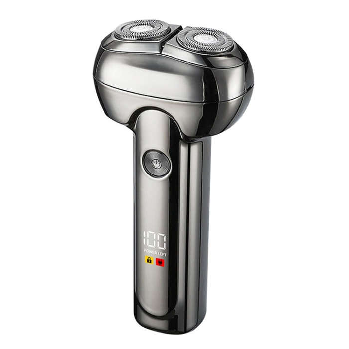 Men Electrical Shaver Portable Mini LED Digital Display Smart Shaving Razor(Bright Silver)