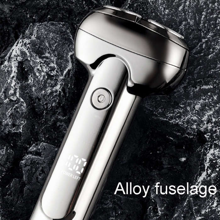 Men Electrical Shaver Portable Mini LED Digital Display Smart Shaving Razor(Bright Silver)