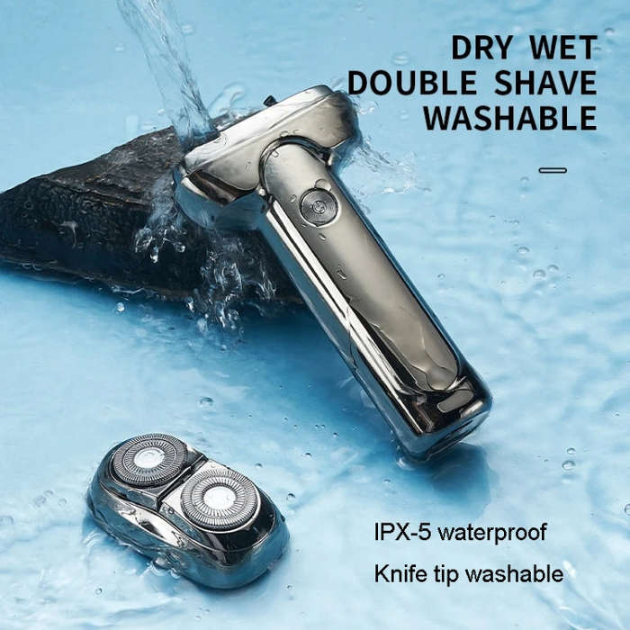 Men Electrical Shaver Portable Mini LED Digital Display Smart Shaving Razor(Bright Silver)