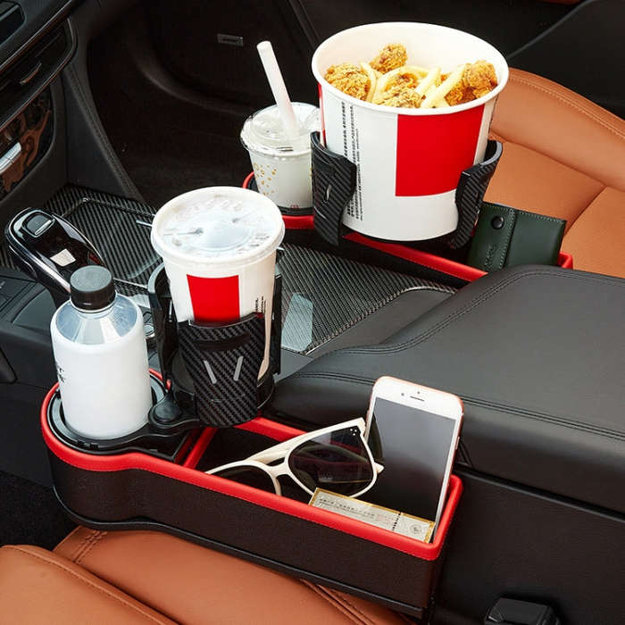 Car Seat Gap Storage Box Car Water Cup Holder Ashtray, Color: Right Carbon Fiber