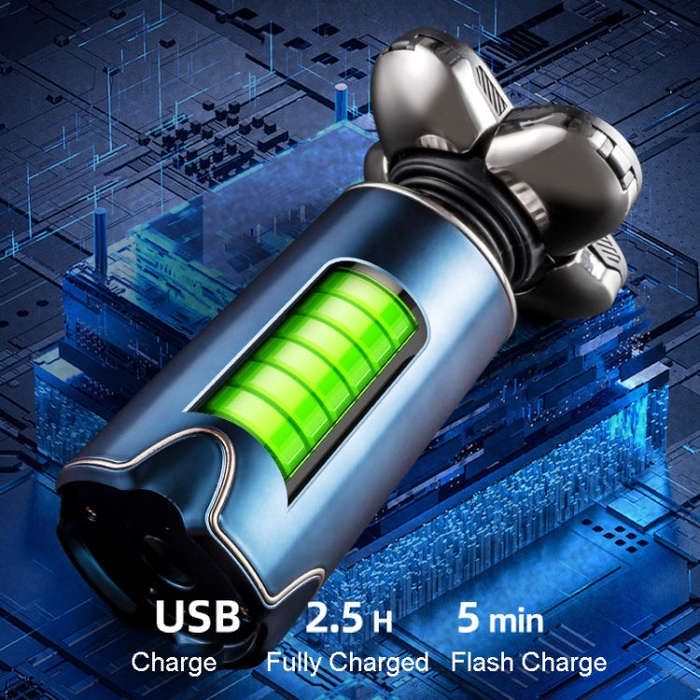 Men Multifunctional Electrical Shaver Rechargeable 5-Blade Shaving Razor(Dark Blue)
