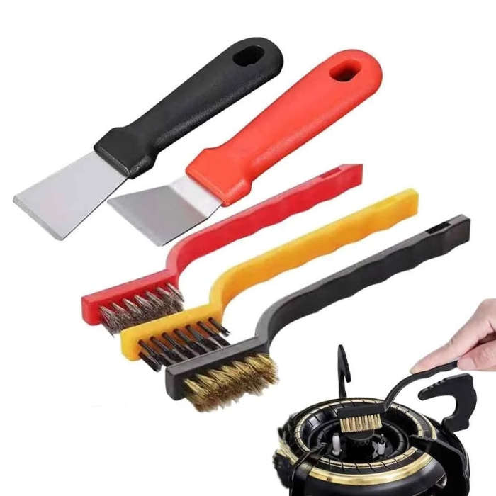 5pcs /Set Multifunctional Kitchen Stove Cleaning Brush Set Range Hood Sink Gap Brush