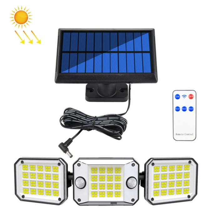 Outdoor Triple Head 224LEDs Dual Sensor Solar Wall Light Rotating Body Sensor Light Garden Home L...