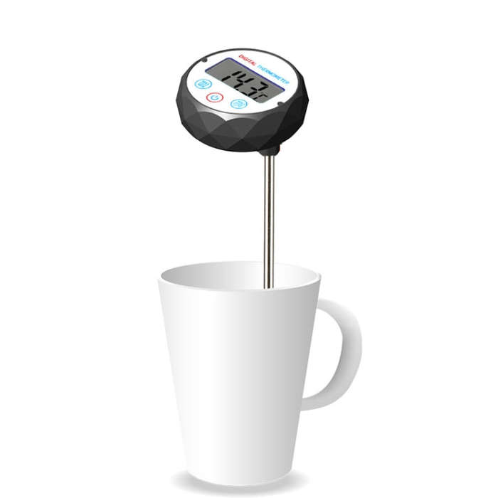 Milk Coffee Hand Brew Kettle Thermometer With Pen Holder Food Thermometer Waterproof(Black And Wh...
