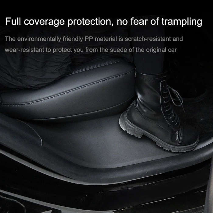 For Tesla Model Y Rear Door Built-In Sill Strip Rear Seats Anti-Kick Leather Protective Pad(Black)